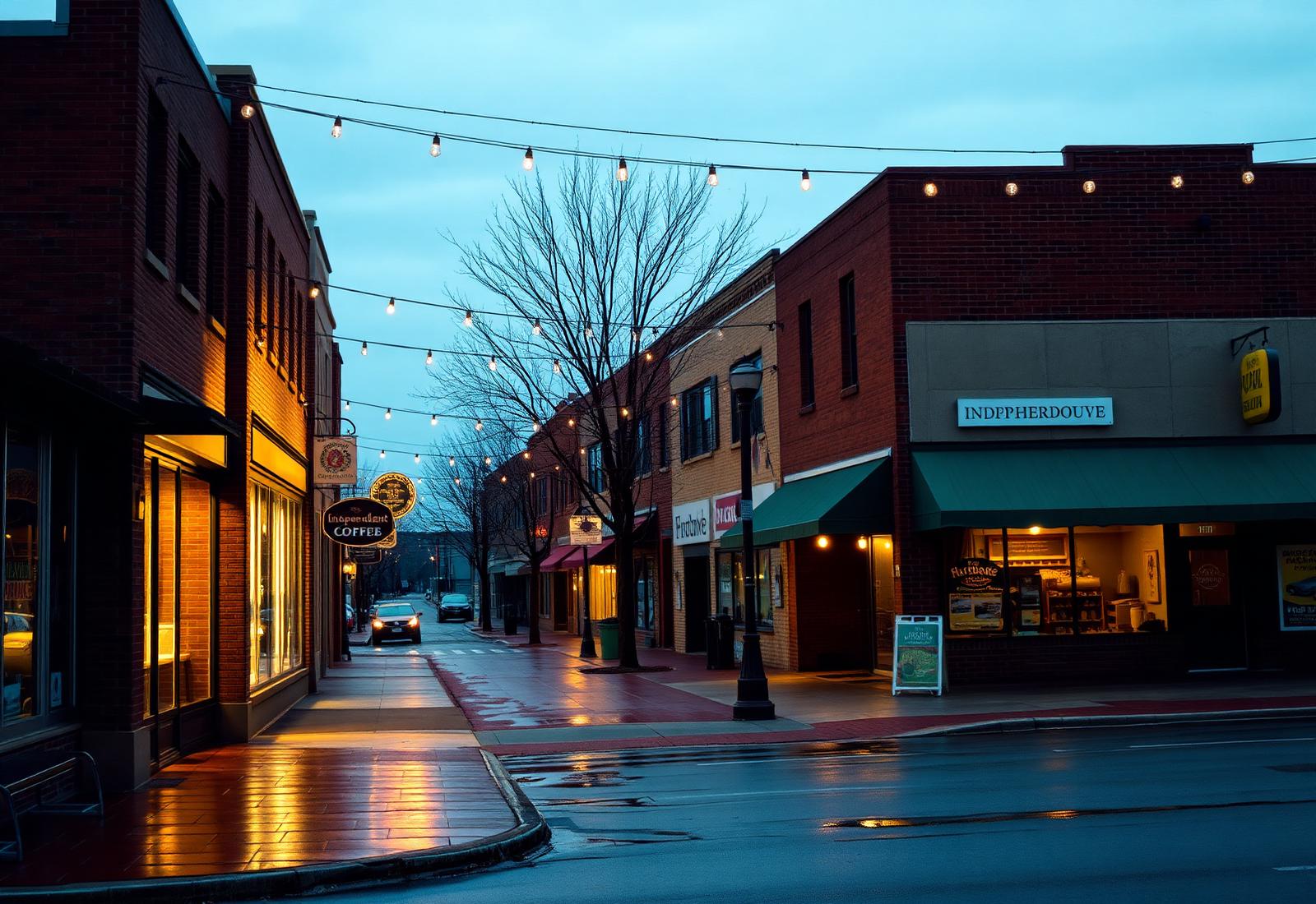 Main street in a rural downtown